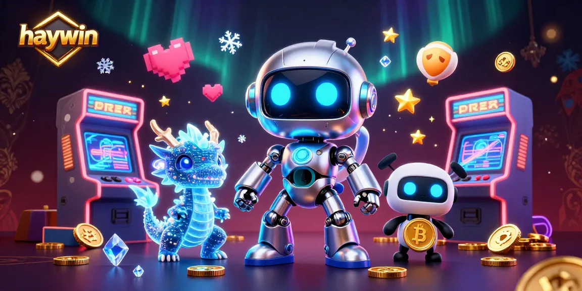 Engage in thrilling gameplay at Haywin with colorful casino game characters and vibrant slot machines.