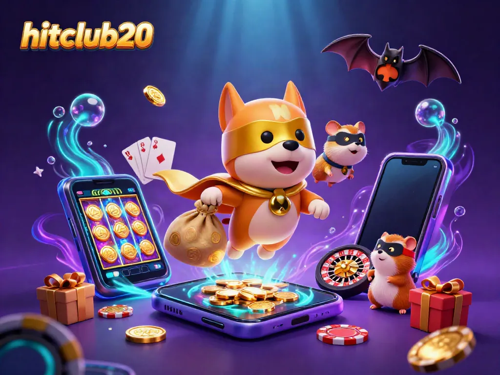 Join the fun at hitclub20 with a superhero dog and hamster, perfect for casino adventures!