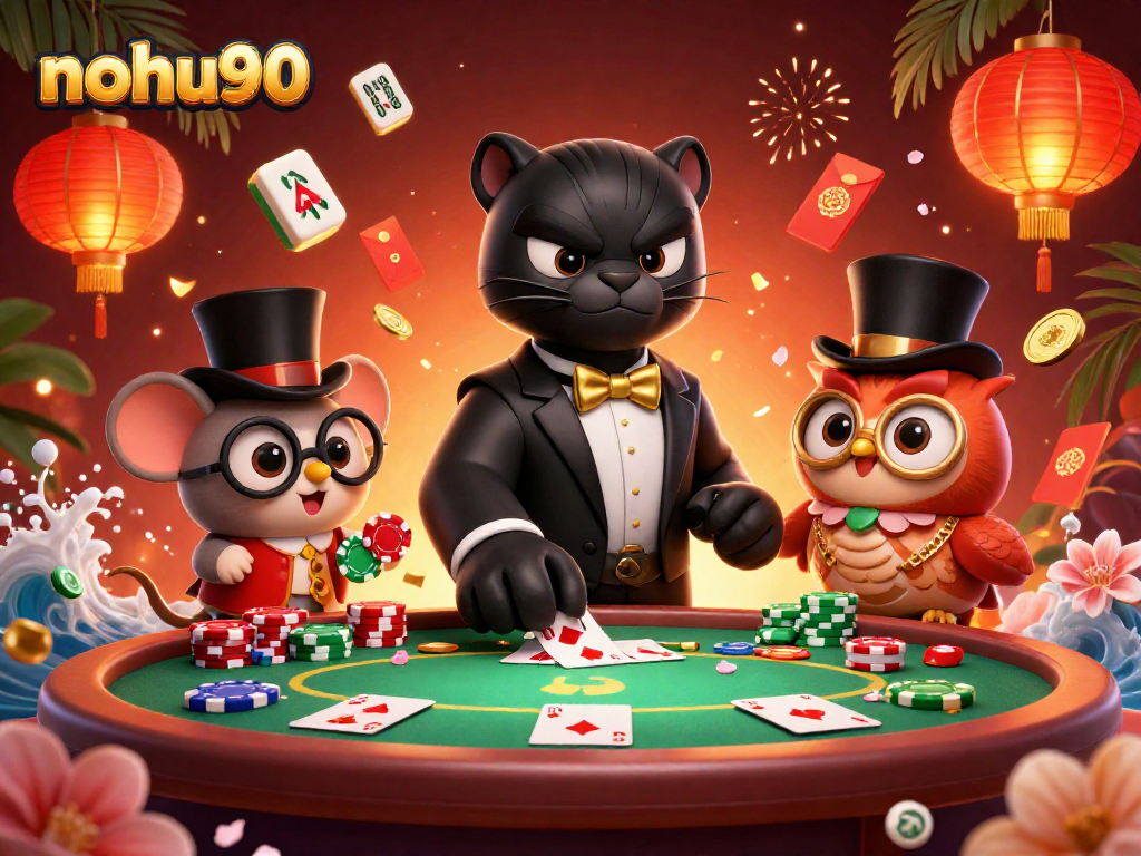 Engage with thrilling poker action and charm at nohu90 with a stylish panther dealer and friendly characters.