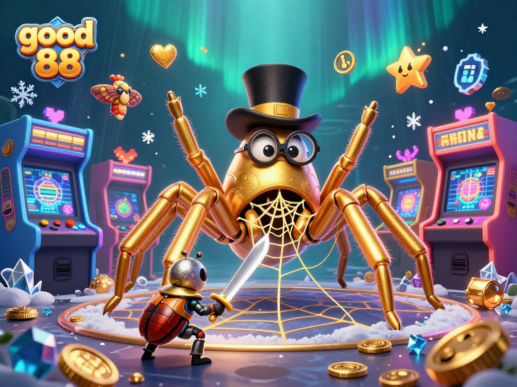 Engage with good 88 as the golden tarantula and beetle knight create a thrilling casino scene.