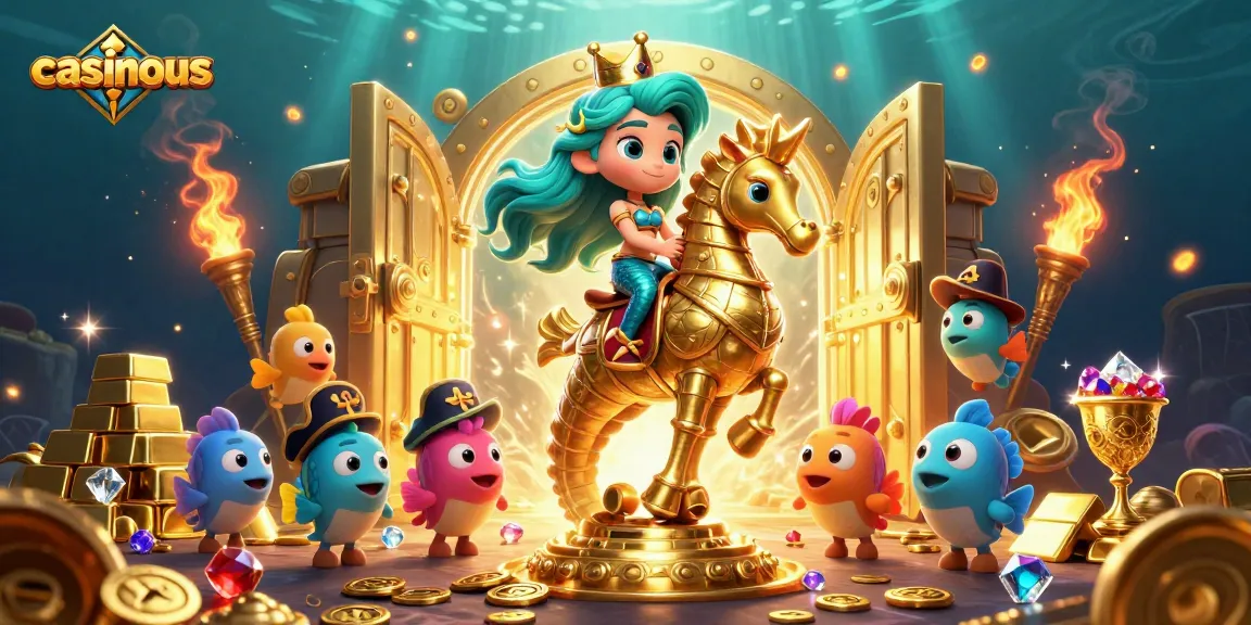 Experience high-stakes play at casinous with a vibrant underwater casino scene featuring gold treasures.