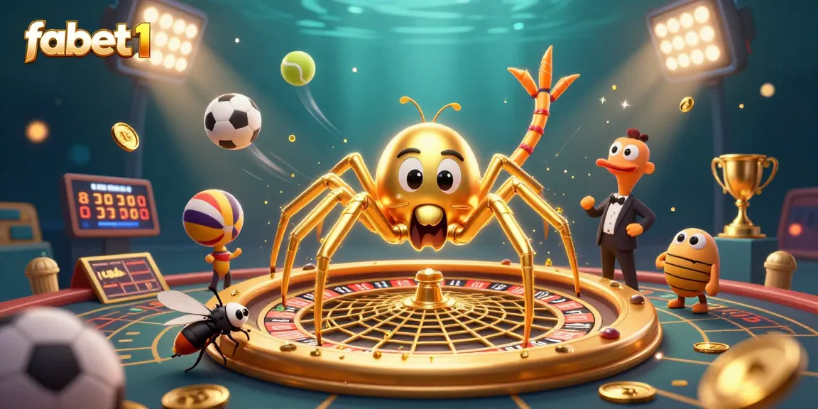 Experience thrilling bets at fabet1 with a golden spider croupier and dynamic sports elements.